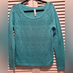 Aeropostale open-knit long-sleeve sweater. Sz.M Teal blue